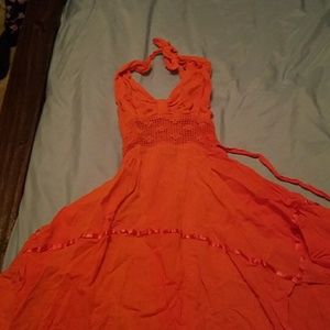 Orange mini backless dress